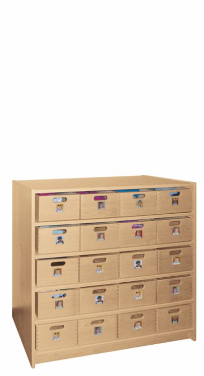 Materialkastenschrank, 20 mittlere Kästen